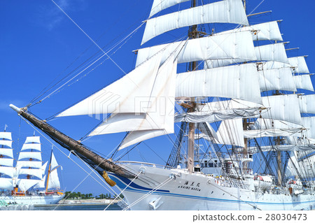 Toyama New And Old And Haio Maru Total Sail Stock Photo 28030473 Pixta