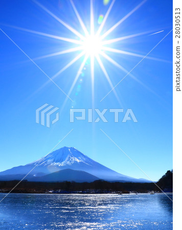 富士山和松蔭湖的太陽 28030513
