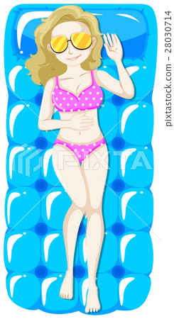 Woman lying on rubber float Woman lying on rubber float 28030714