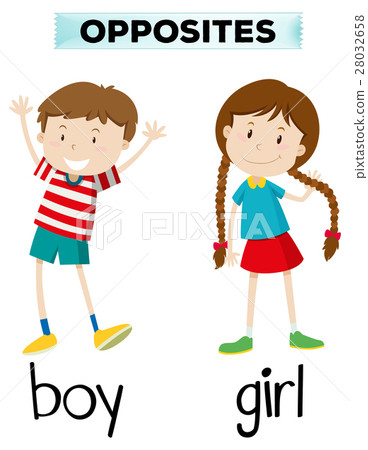 Opposite Words For Boy And Girl Stock Illustration