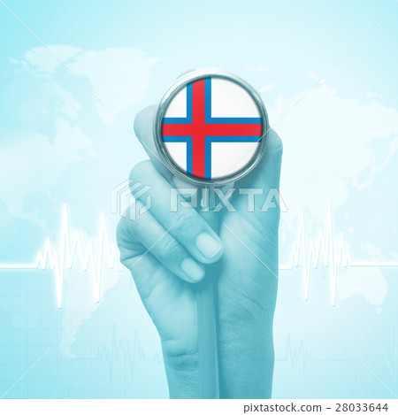 hand holding stethoscope with Faroe Islands flag. 28033644