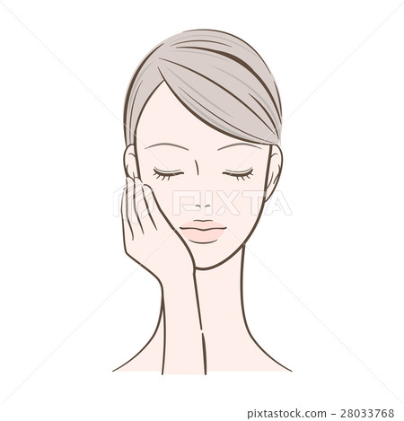 Woman with female right hand on face Woman with female right hand on face 28033768