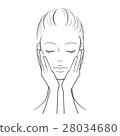 Female _ A woman with both hands on her face Female _ A woman with both hands on her face 28034680