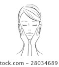 Female _ A woman with both hands on her face Female _ A woman with both hands on her face 28034689