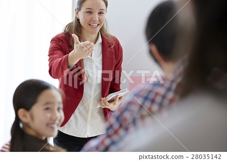 Foreign lecturer at English conversation classroom Foreign lecturer at English conversation classroom 28035142