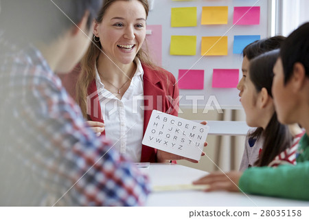 Foreign lecturer at English conversation classroom 28035158