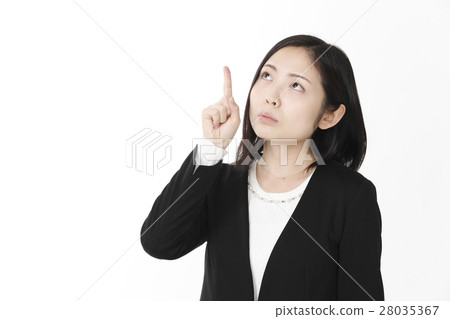 Pointing pose business woman 28035367