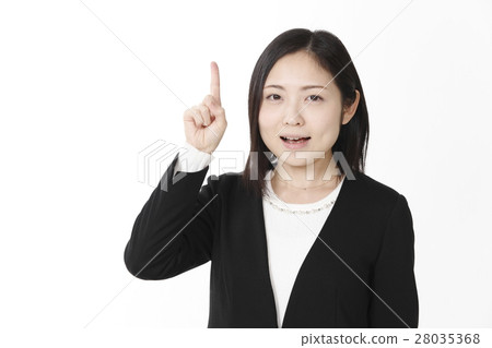 Pointing pose business woman 28035368