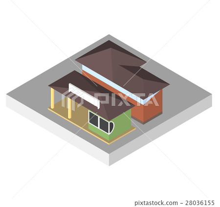 Isometric icon - Urban dwelling Building. 28036155