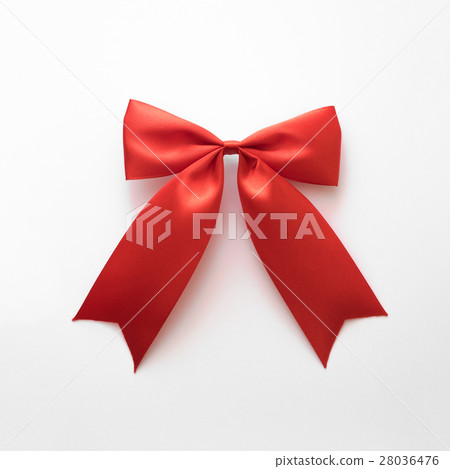 Simple red gift bow ribbon on white background. Simple red gift bow ribbon on white background. 28036476