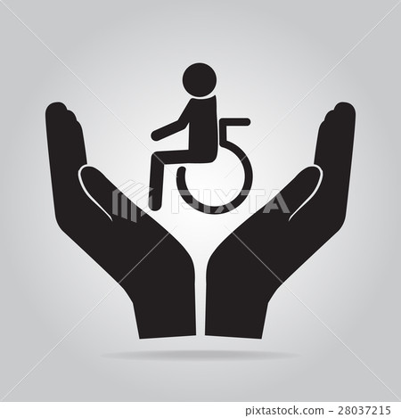 Disabled in hand icon. Protection, care concept Disabled in hand icon. Protection, care concept 28037215