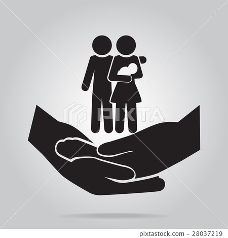 Family on hand clasped icon Family on hand clasped icon 28037219