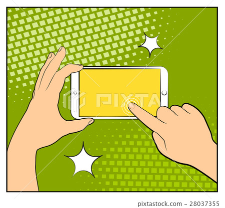 Comic smartphone phone with halftone shadows. 28037355