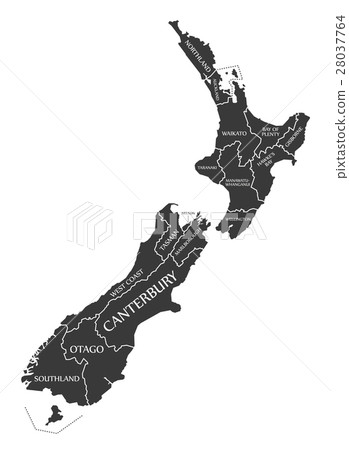 New Zealand Map labelled black New Zealand Map labelled black 28037764
