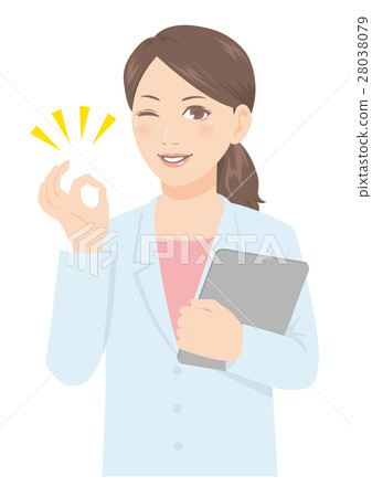 White woman female doctor pharmacist Okayo sign White woman female doctor pharmacist Okayo sign 28038079