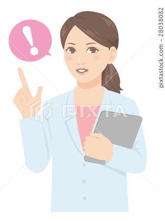 Female doctor in white dresser pharmacist warned attention Female doctor in white dresser pharmacist warned attention 28038082