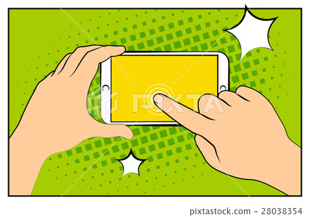 Comic phone with halftone shadows. Comic phone with halftone shadows. 28038354
