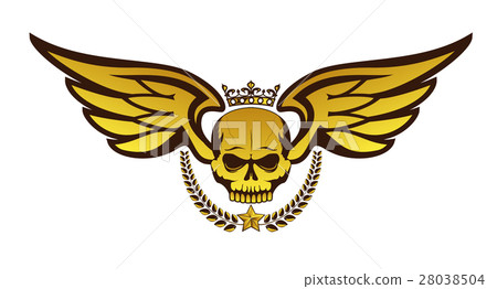 Vector tattoo crowned skull, wings, laurel wreath 28038504