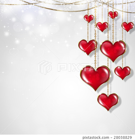 Red Hearts on White Background 28038829