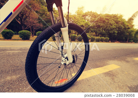 riding bike on forest trail riding bike on forest trail 28039008