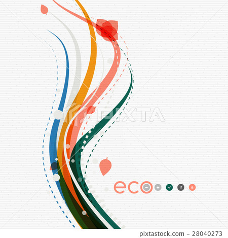 Vector abstract floral waves with leaves, nature 28040273