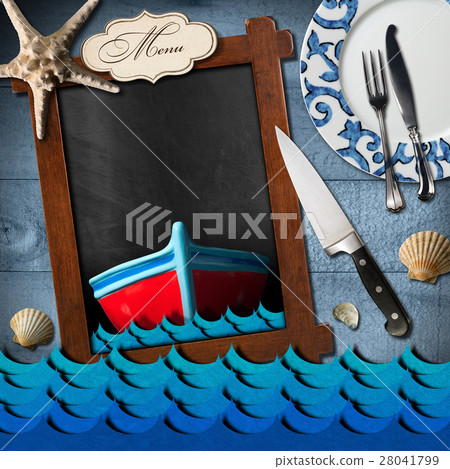 Empty Blackboard for Seafood Menu Empty Blackboard for Seafood Menu 28041799
