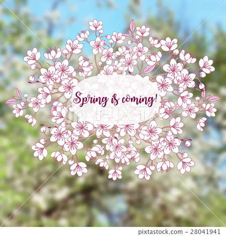 Spring background with sakura - Stock Illustration [28041941] - PIXTA