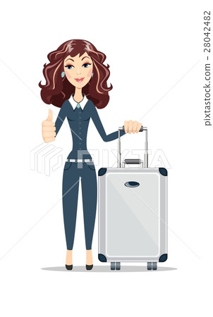 business woman with travel bag on white background business woman with travel bag on white background 28042482