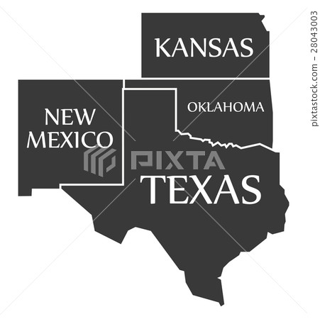 New Mexico - Kansas - Oklahoma - Texas labelled New Mexico - Kansas - Oklahoma - Texas labelled 28043003