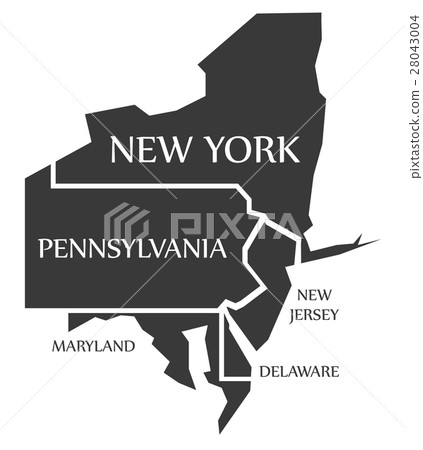 New York - Pennsylvania - New Jersey Delaware Map 28043004