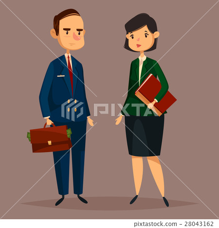 Bank worker in suit and banker woman with papers 28043162
