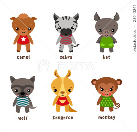 Kangaroo And Wolf Bat And Monkey Zebra And Ape Stock Illustration 28043245 Pixta