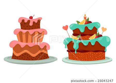 Birthday and wedding celebration cake with cherry 28043247