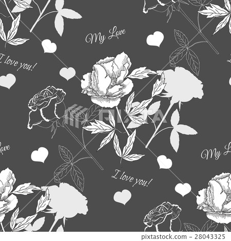 Valentines Day Seamless Pattern with Flowers - Stock Illustration ...
