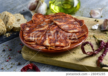 spanish chorizo, cured pork sausage 28045285