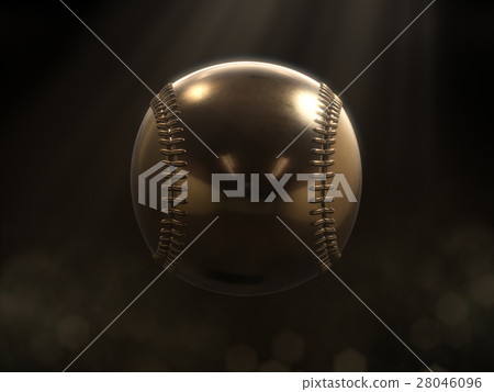 golden baseball with dark background. golden baseball with dark background. 28046096