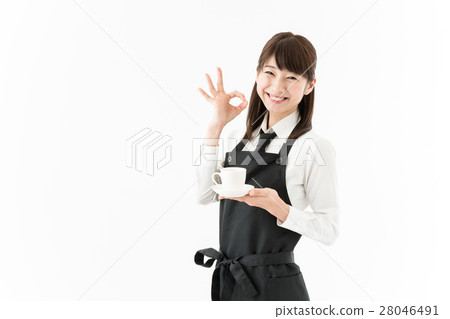 有杯子/咖啡館圖像的婦女 28046491