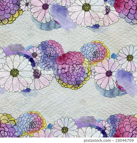 Seamless floral pattern with asters and daisy 28046709