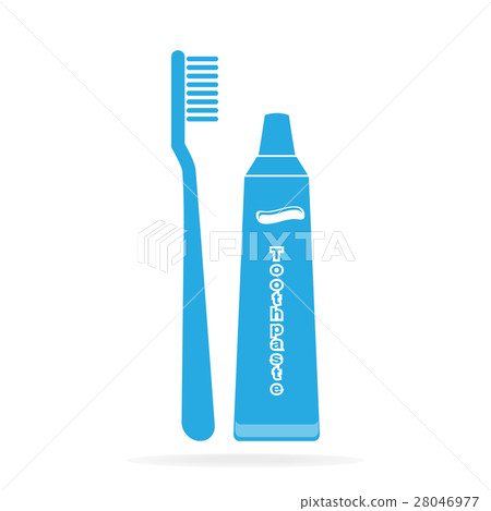 Toothbrush and Tube of Toothpaste icon - Stock Illustration [28046977 ...
