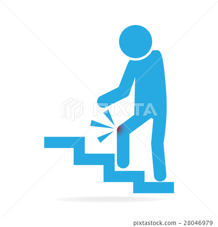 Man walking on stairs and injury of the knee Man walking on stairs and injury of the knee 28046979