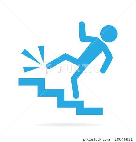 Man walking on stairs and injury icon Man walking on stairs and injury icon 28046981