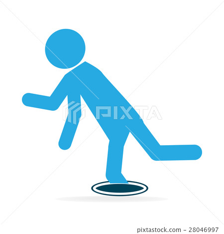 Man falling into hole icon, warning symbol Man falling into hole icon, warning symbol 28046997