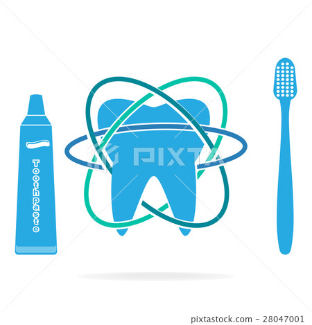 Tooth, Toothbrush and Tube of Toothpaste icon - Stock Illustration ...