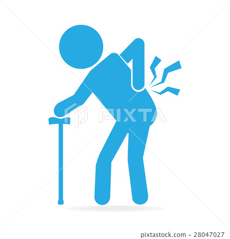 Elderly Man and injury of the back pain icon 28047027