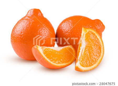 two orange tangerine or Mineola with slices 28047675