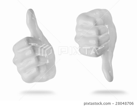 white hands sign thumbs up, on white background. 28048706