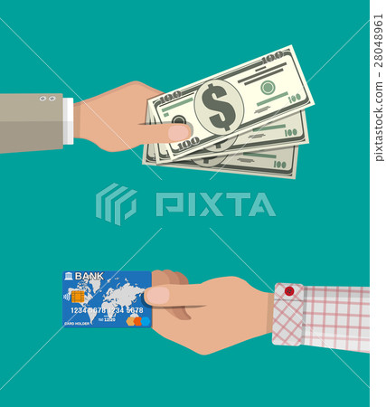 hands with bank card and cash 28048961