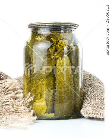 Pickles in glass jar isolated on white Pickles in glass jar isolated on white 28050213