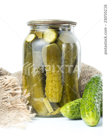 Pickles in glass jar isolated on white Pickles in glass jar isolated on white 28050216