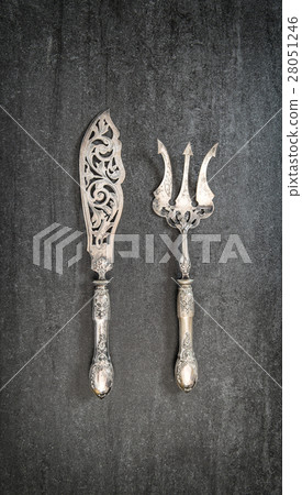 Vintage silver cutlery kitchen utensils knife fork 28051246